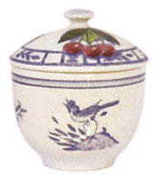 oiseau bleu handpainted covered sugar bowl