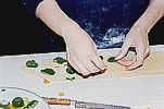 place herbs on sheets of fresh pasta